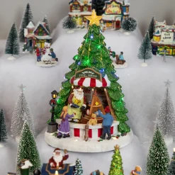 Online LED Lighted Animated and Musical Santa's Toy Shop Christmas Village Display - 13" Animated & Musical