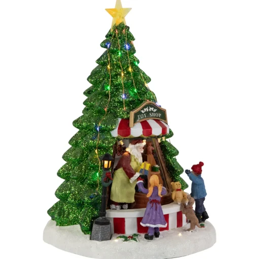 Online LED Lighted Animated and Musical Santa's Toy Shop Christmas Village Display - 13" Animated & Musical