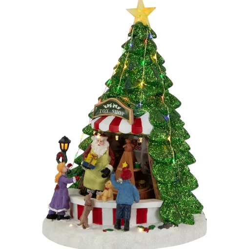 Online LED Lighted Animated and Musical Santa's Toy Shop Christmas Village Display - 13" Animated & Musical