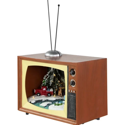 LED Lighted Animated Musical TV with Ice Skating Scene Christmas Display - 9.25" Animated & Musical