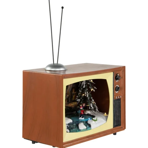 LED Lighted Animated Musical TV with Ice Skating Scene Christmas Display - 9.25" Animated & Musical