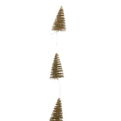 Outlet LED Lighted Battery Operated Gold Mini Sisal Tree Christmas Garland - 6.5' - Warm White Lights Pre Decorated