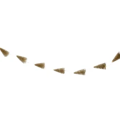Outlet LED Lighted Battery Operated Gold Mini Sisal Tree Christmas Garland - 6.5' - Warm White Lights Pre Decorated