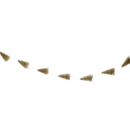 Outlet LED Lighted Battery Operated Gold Mini Sisal Tree Christmas Garland - 6.5' - Warm White Lights Pre Decorated