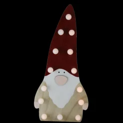 Online LED Lighted Battery Operated Wooden Santa Gnome Figurine - 16” - Warm White Lights Santa Claus