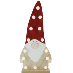 Online LED Lighted Battery Operated Wooden Santa Gnome Figurine - 16” - Warm White Lights Santa Claus