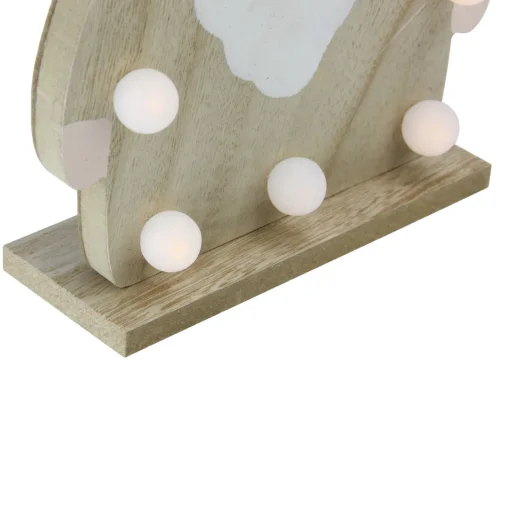 Online LED Lighted Battery Operated Wooden Santa Gnome Figurine - 16” - Warm White Lights Santa Claus