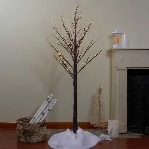 Outlet LED Lighted Birch Twig Tree Outdoor Christmas Decoration - 6' - Warm White Lights Trees