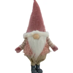 New LED Lighted Boy Gnome in Khaki Pants Christmas Figure - 16" - Mauve Gnomes