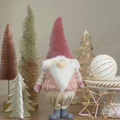 New LED Lighted Boy Gnome in Khaki Pants Christmas Figure - 16" - Mauve Gnomes