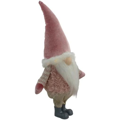 New LED Lighted Boy Gnome in Khaki Pants Christmas Figure - 16" - Mauve Gnomes