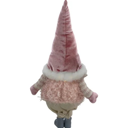 New LED Lighted Boy Gnome in Khaki Pants Christmas Figure - 16" - Mauve Gnomes
