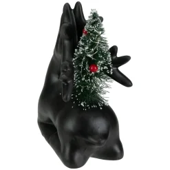 Discount LED Lighted Ceramic Sitting Reindeer with Christmas Tree - 6