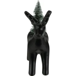 Clearance LED Lighted Ceramic Standing Reindeer with Christmas Tree - 7.5" - Warm White Lights Animals