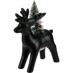 Clearance LED Lighted Ceramic Standing Reindeer with Christmas Tree - 7.5