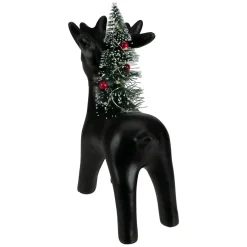 Clearance LED Lighted Ceramic Standing Reindeer with Christmas Tree - 7.5