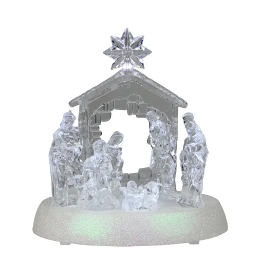 Discount LED Lighted Christmas Nativity Scene - 7.5" - Pure White Nativity