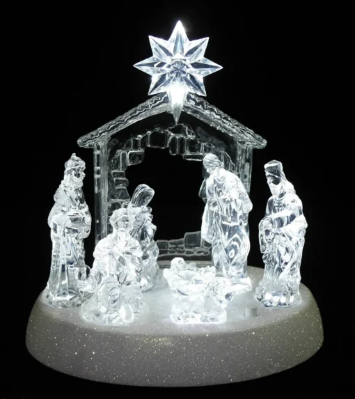 Discount LED Lighted Christmas Nativity Scene - 7.5" - Pure White Nativity