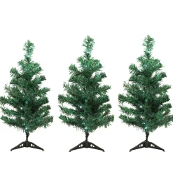 Clearance LED Lighted Christmas Tree Pathway Markers Outdoor Decorations - Set of 3 Lawn Stakes
