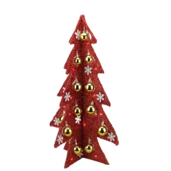Online LED Lighted Christmas Tree with Ornaments Decoration - 28" - Gold and Red Trees