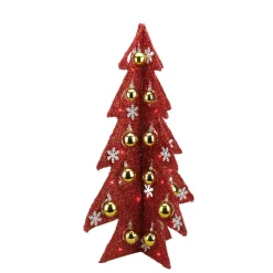 Online LED Lighted Christmas Tree with Ornaments Decoration - 28" - Gold and Red Trees