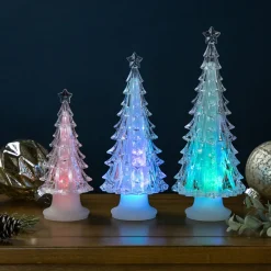 Online LED Lighted Color Changing Acrylic Christmas Tree Decorations - 8.5" - Set of 3 Trees