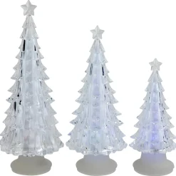 Online LED Lighted Color Changing Acrylic Christmas Tree Decorations - 8.5" - Set of 3 Trees