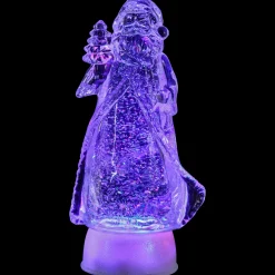 Clearance LED Lighted Color Changing Acrylic Santa Claus Christmas Decoration - 10" Santa Claus