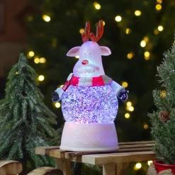 Sale LED Lighted Color Changing Reindeer Christmas Snow Globe - 8" Snow Globes