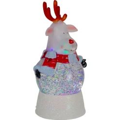 Sale LED Lighted Color Changing Reindeer Christmas Snow Globe - 8