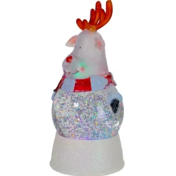 Sale LED Lighted Color Changing Reindeer Christmas Snow Globe - 8