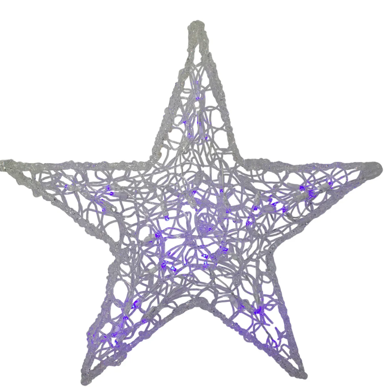 New LED Lighted Color Changing Spun Glass Hanging Star Christmas Decoration - 24" Door