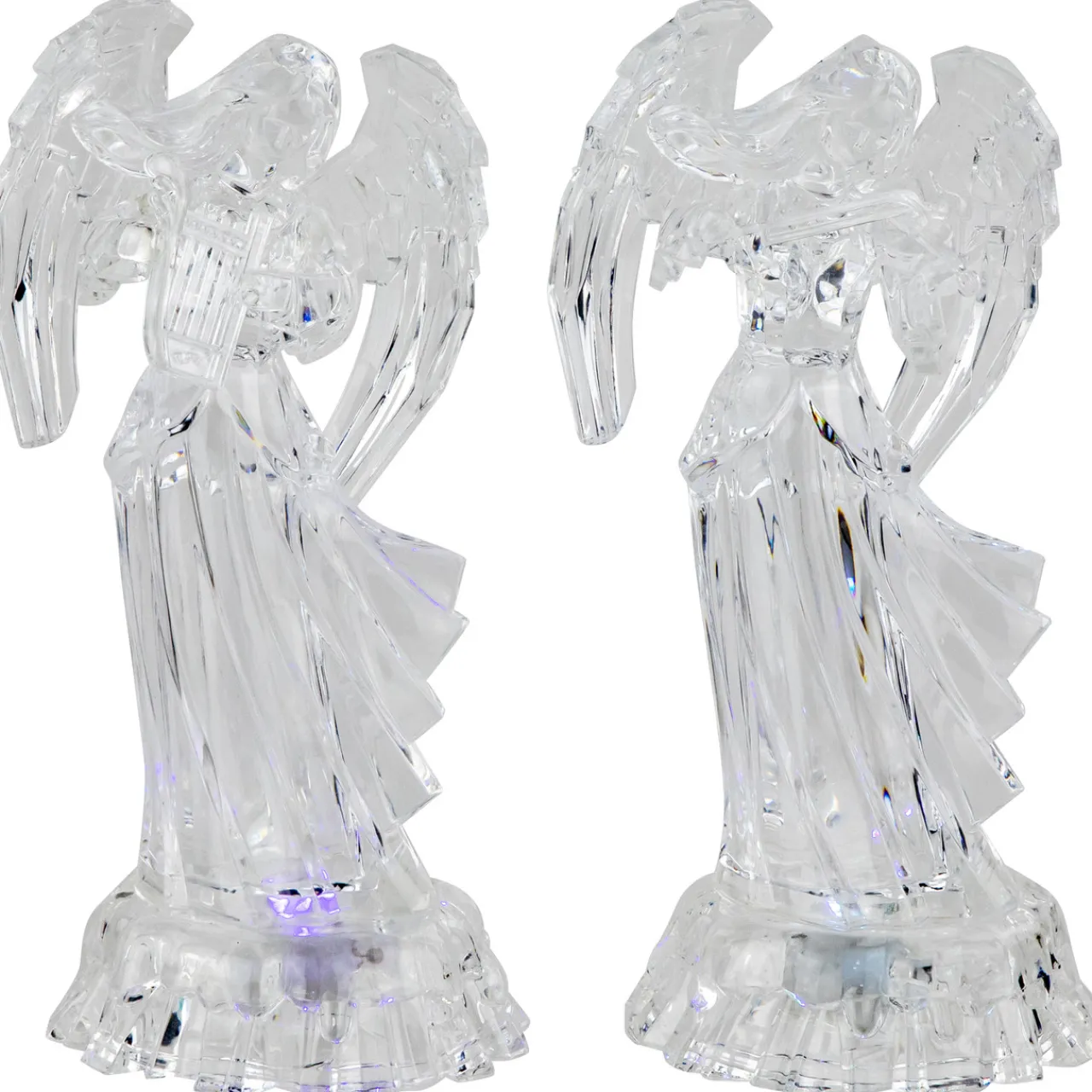 Hot LED Lighted Color Changing Angel Acrylic Christmas Decorations - 9" - Set of 2 Angels