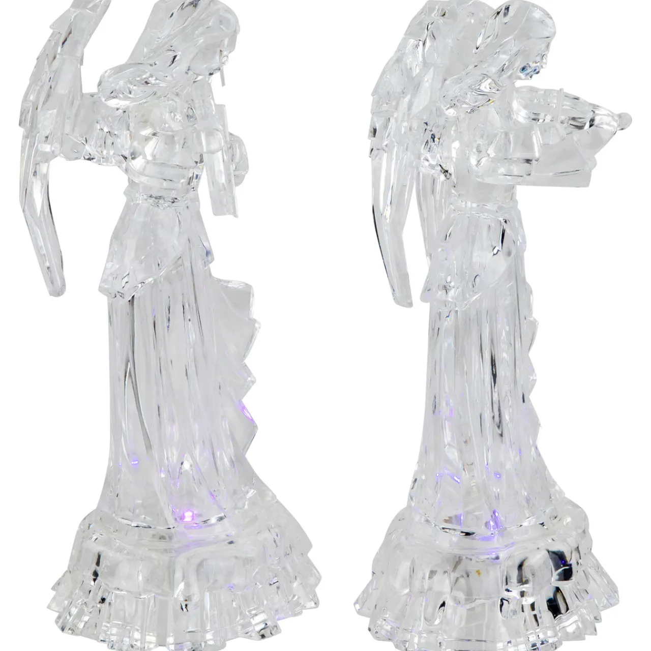 Hot LED Lighted Color Changing Angel Acrylic Christmas Decorations - 9" - Set of 2 Angels