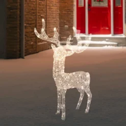 Outlet LED Lighted Commercial Grade Acrylic Reindeer Outdoor Christmas Decoration - 46.5" - Warm White Lights Animals