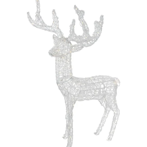 Outlet LED Lighted Commercial Grade Acrylic Reindeer Outdoor Christmas Decoration - 46.5" - Warm White Lights Animals