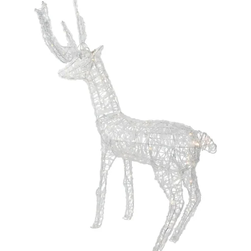 Outlet LED Lighted Commercial Grade Acrylic Reindeer Outdoor Christmas Decoration - 46.5" - Warm White Lights Animals