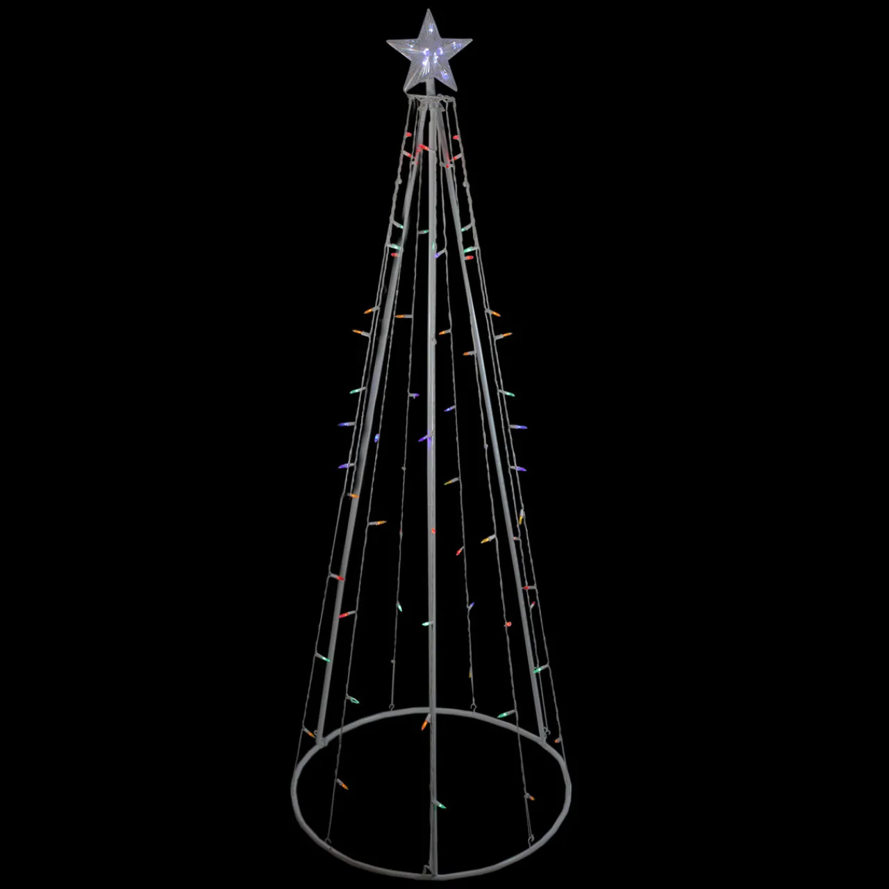 Discount LED Lighted Cone Tree Outdoor Christmas Decoration - 6' - Multi Lights Trees