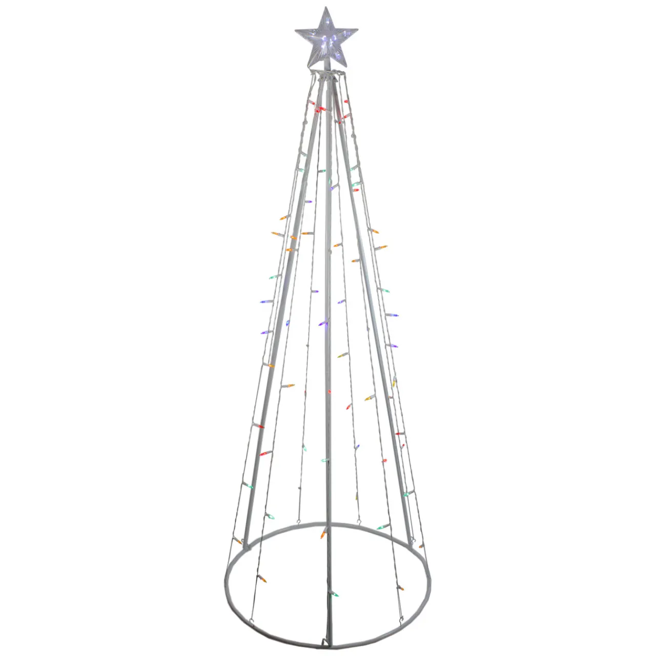 Discount LED Lighted Cone Tree Outdoor Christmas Decoration - 6' - Multi Lights Trees