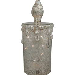 Hot LED Lighted Dripping Mercury Candle Christmas Decoration - 8.75" - Gold Flameless Candles