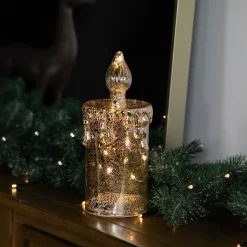 Hot LED Lighted Dripping Mercury Candle Christmas Decoration - 8.75" - Gold Flameless Candles
