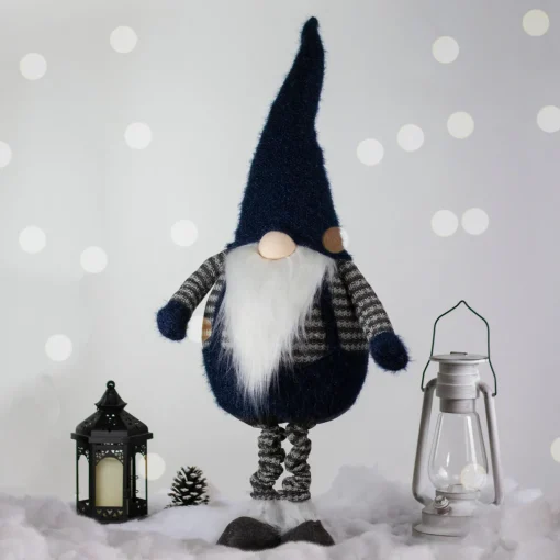 Hot LED Lighted Extendable Gnome Christmas Figure - 41" - Blue and Gray Gnomes