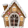 Online LED Lighted Frosted Gingerbread Peppermint Christmas House - 12.5" Gingerbread