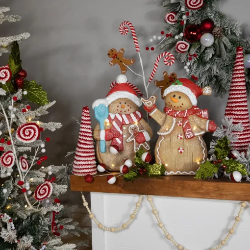 Best LED Lighted Gingerbread Snowman with Bird Christmas Figure - 15" Snowmen