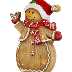 Best LED Lighted Gingerbread Snowman with Bird Christmas Figure - 15