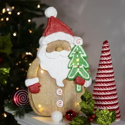 Best LED Lighted Gingerbread Santa Claus Glittered Christmas Figure - 15.5" Santa Claus
