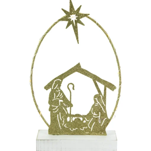 Sale LED Lighted Glitter Holy Family Nativity Scene Christmas Decoration - 14" Nativity