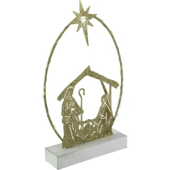 Sale LED Lighted Glitter Holy Family Nativity Scene Christmas Decoration - 14