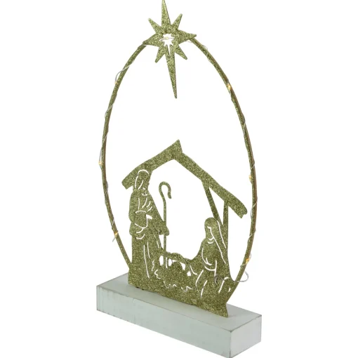 Sale LED Lighted Glitter Holy Family Nativity Scene Christmas Decoration - 14" Nativity