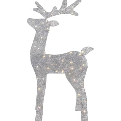 Online LED Lighted Glitter Reindeer Outdoor Christmas Decoration - 39.5" - Warm White Animals